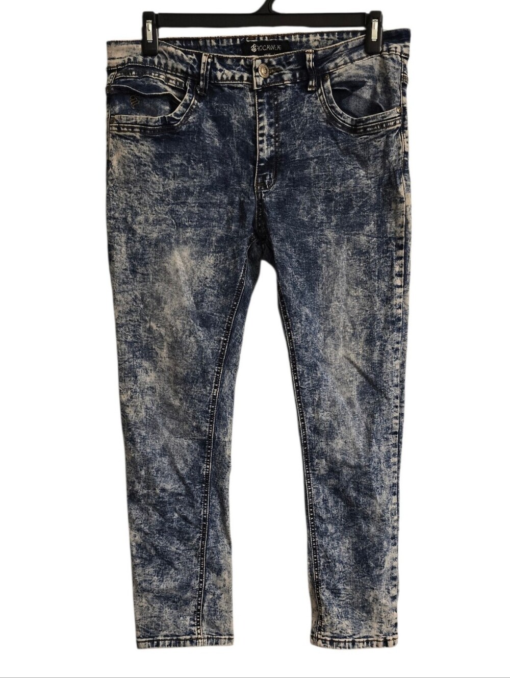 Rocawear Men’s Acid Wash Skinny Jeans Y2K Vintage Denim 36×30